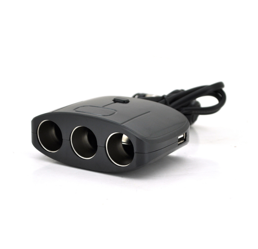 Розгалужувач автомобільний Olesson 1635 3 гнізда + 2USB Чорний (30151413)