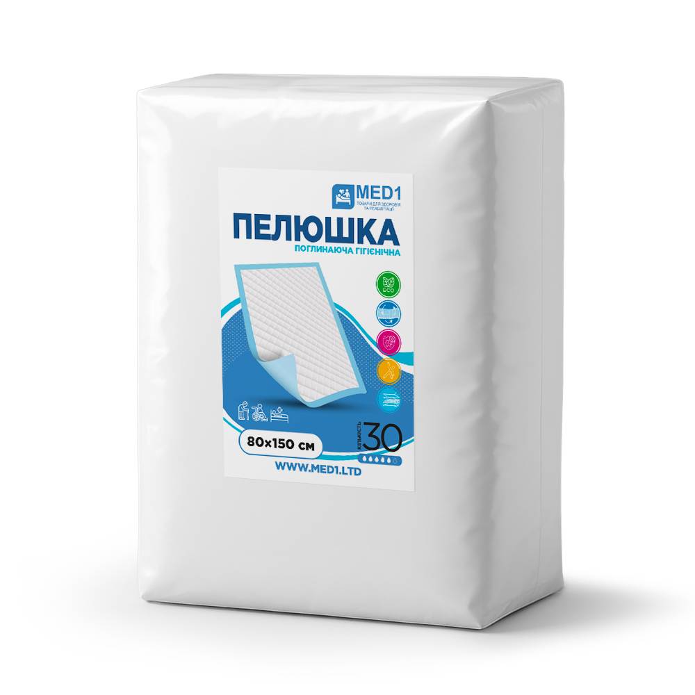 Медична одноразова поглинаюча пелюшка MED1 WC03 80x150 см 30 шт