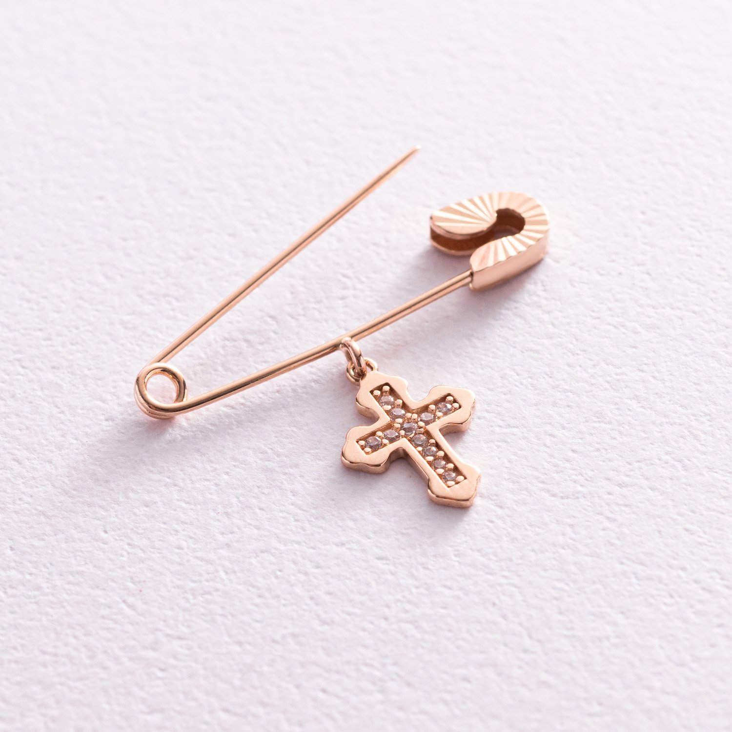 Золота шпилька з хрестиком (фіаніти) зак00184 Оникс