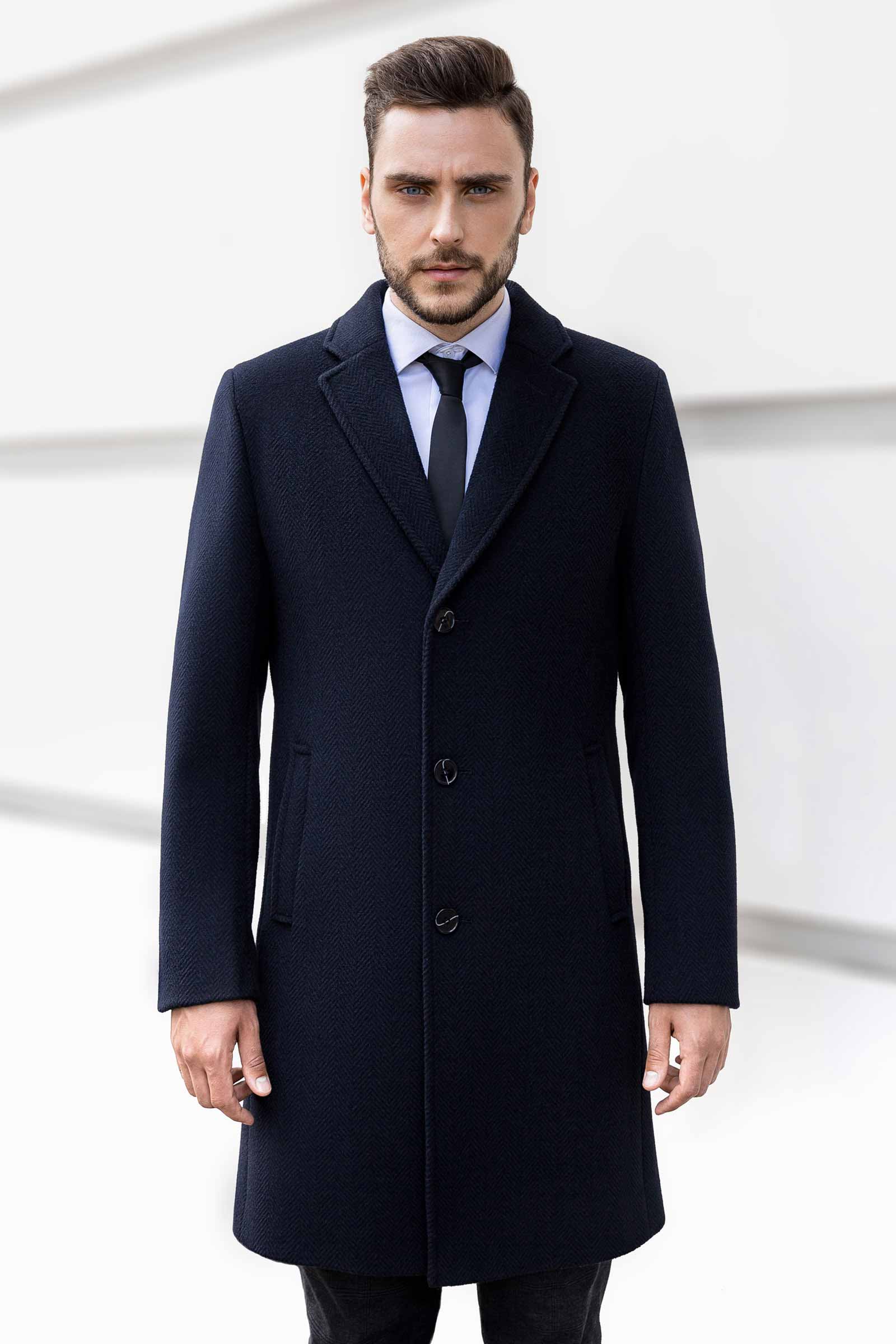 Чоловіче пальто Sun's House 48 Темно-синій (4821600740594)