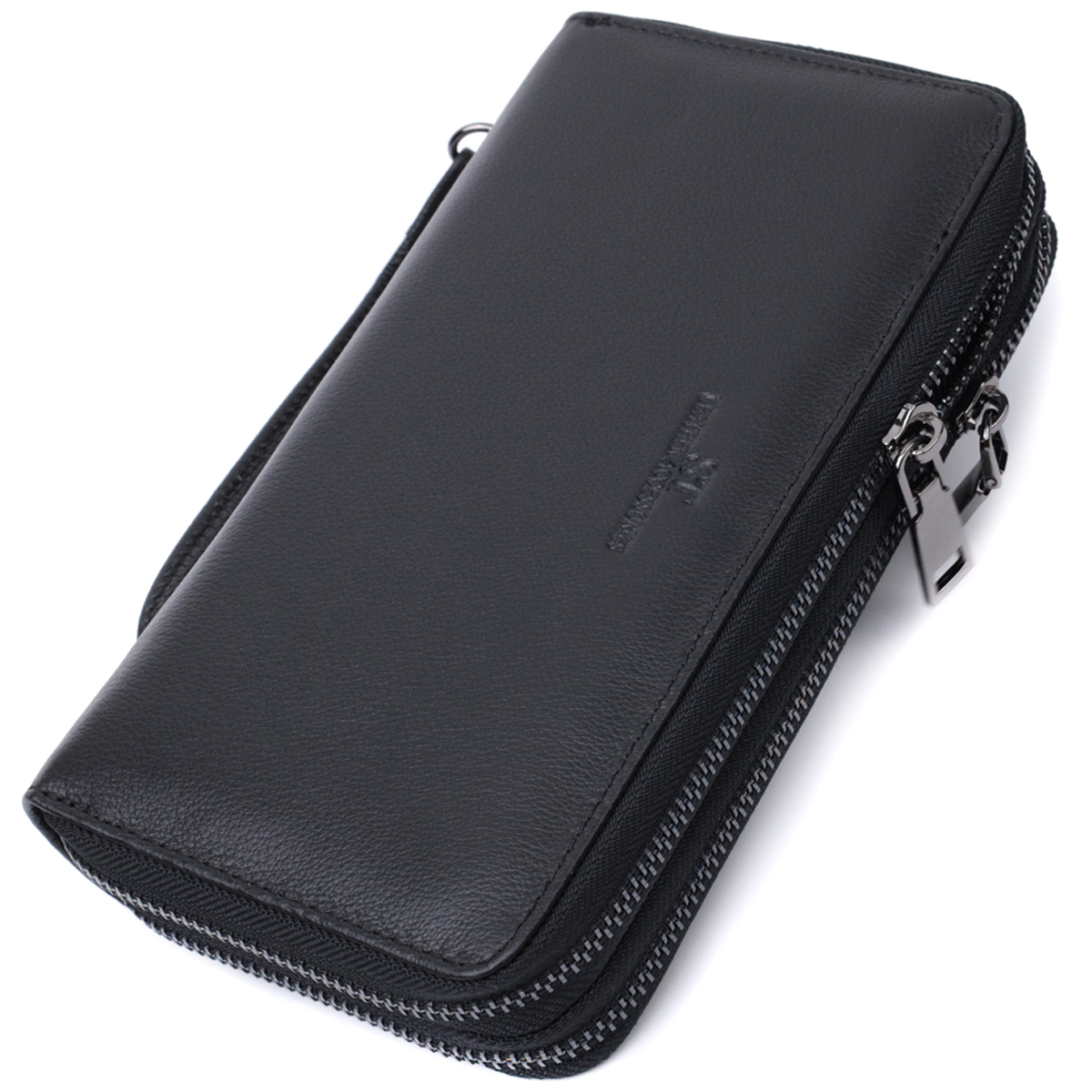 Клатч на два відділення із натуральної шкіри ST Leather 22700 Чорний 20х11,5х4 см