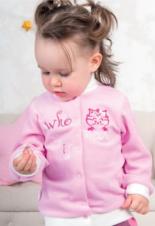 Кофта дитяча для дівчинки на кнопках GABBI Мяу Рожевий на зріст 62 (10987)