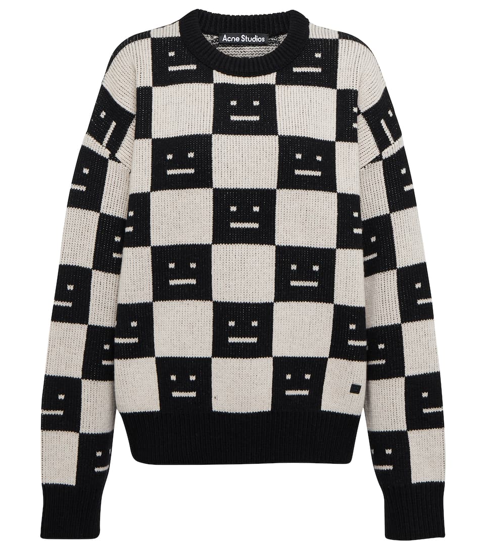Светр No Brand Face Maglia jacquard wool sweater Black/White XS