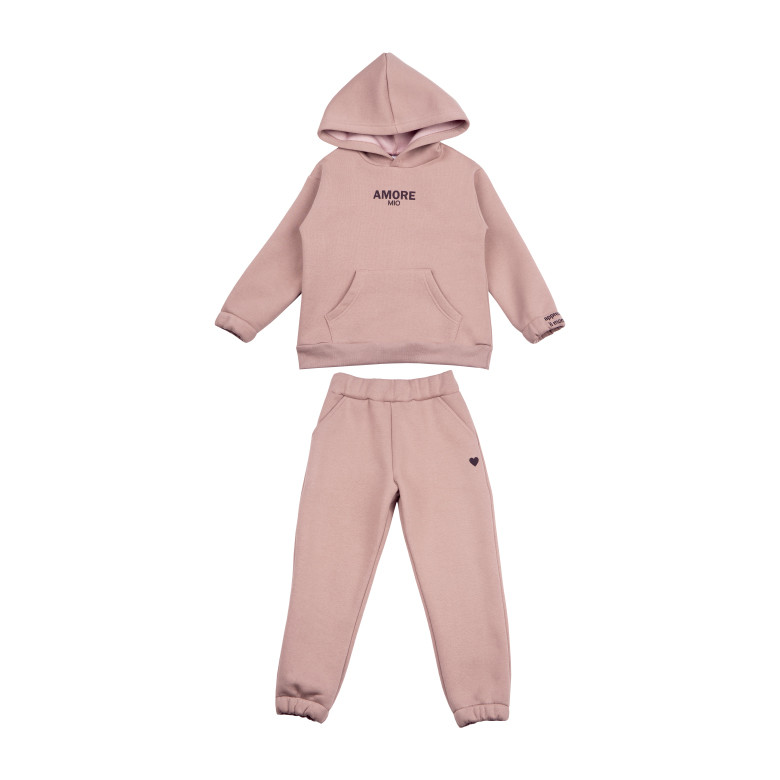 Костюм спортивний дитячий на флісі для дівчинки GABBI KS-23-4 Amore Бежевий на зріст 122 (13850)