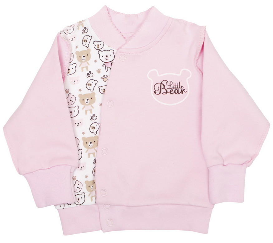 Кофта дитяча для дівчинки на кнопках GABBI KF-MD Ведмедики Рожевий на зріст 56 (11060)