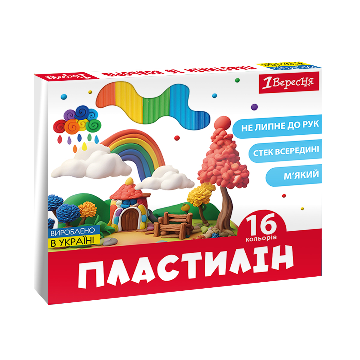 Пластилін 1 Вересня Classic 16 кольорів 320 г (540676)