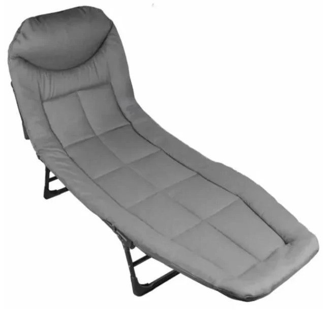 Розкладне ліжко No Brand Комбат Jet Folding-Bed крісло-лежак із подушкою та матрацом до 150 кг 180х60х30 см Сірий (2104618498)