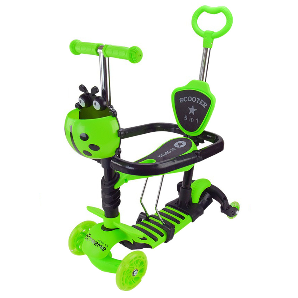 Самокат дитячий 3-х колісний Scooter Children's SC2501 3в1 колеса що світяться зелений