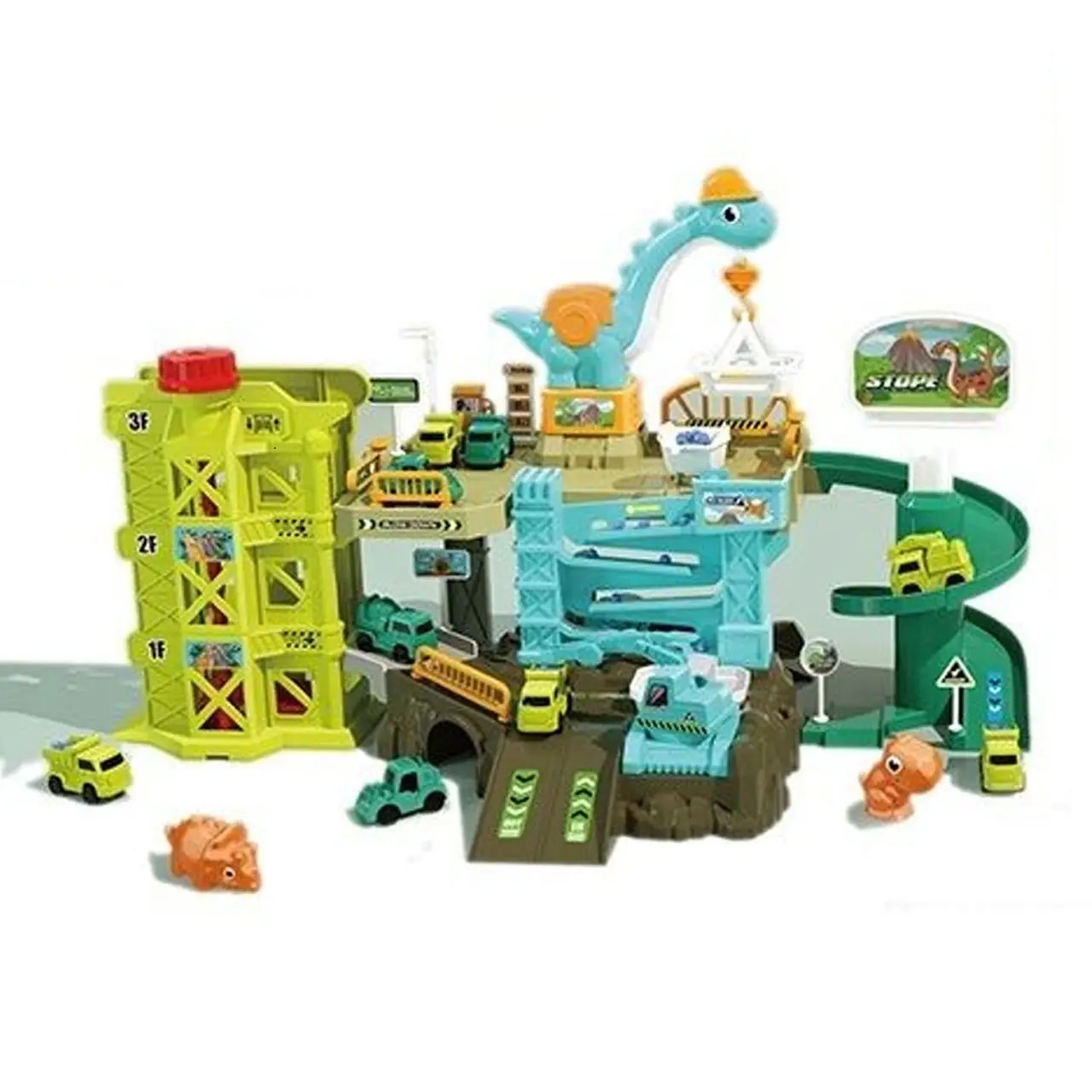 Дитяче паркування ZX Будівельний майданчик 4 машинки 2 ігрові фігурки Синій (160419)