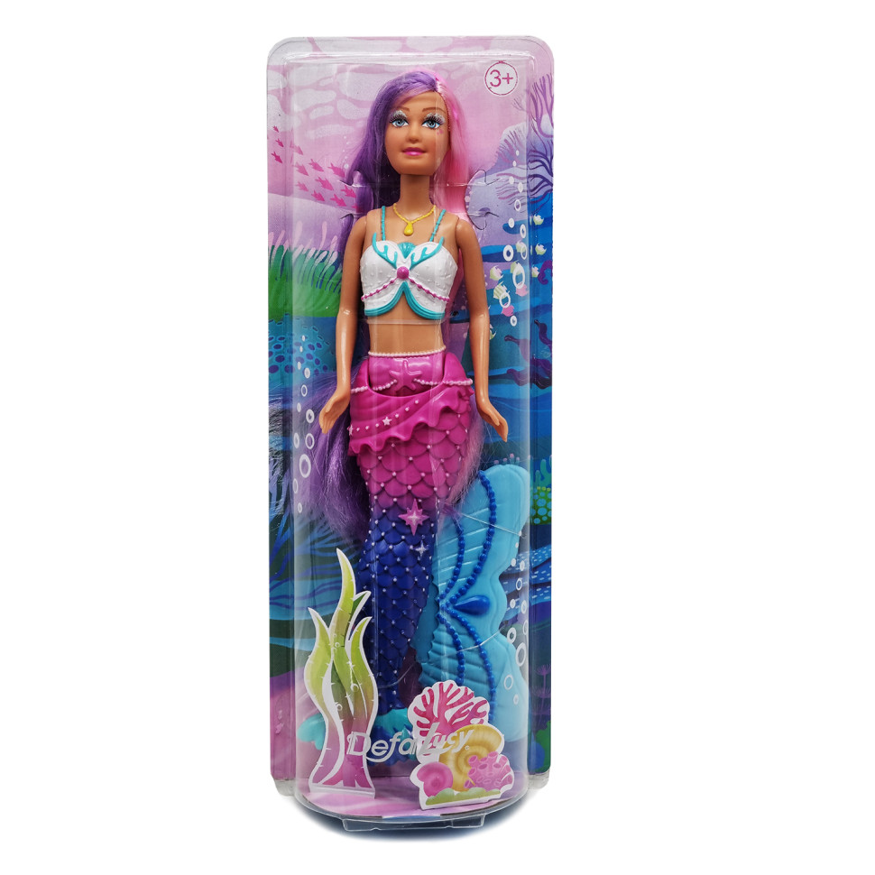 Дитяча лялька Русалочка Defa 8483 з рухомим хвостом Біло-фіолетова