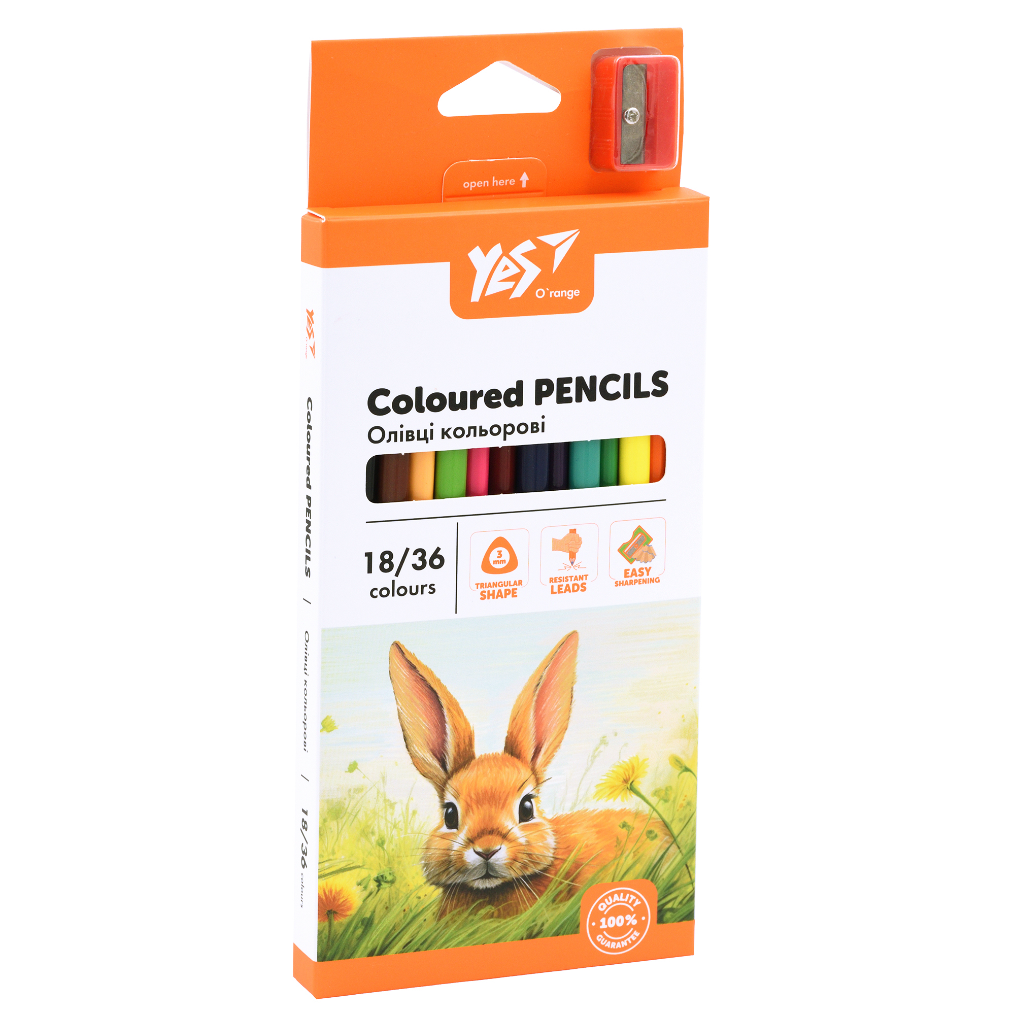 Олівці кольорові YES Orange Line з точилкою 18/36 кольорів (290752)