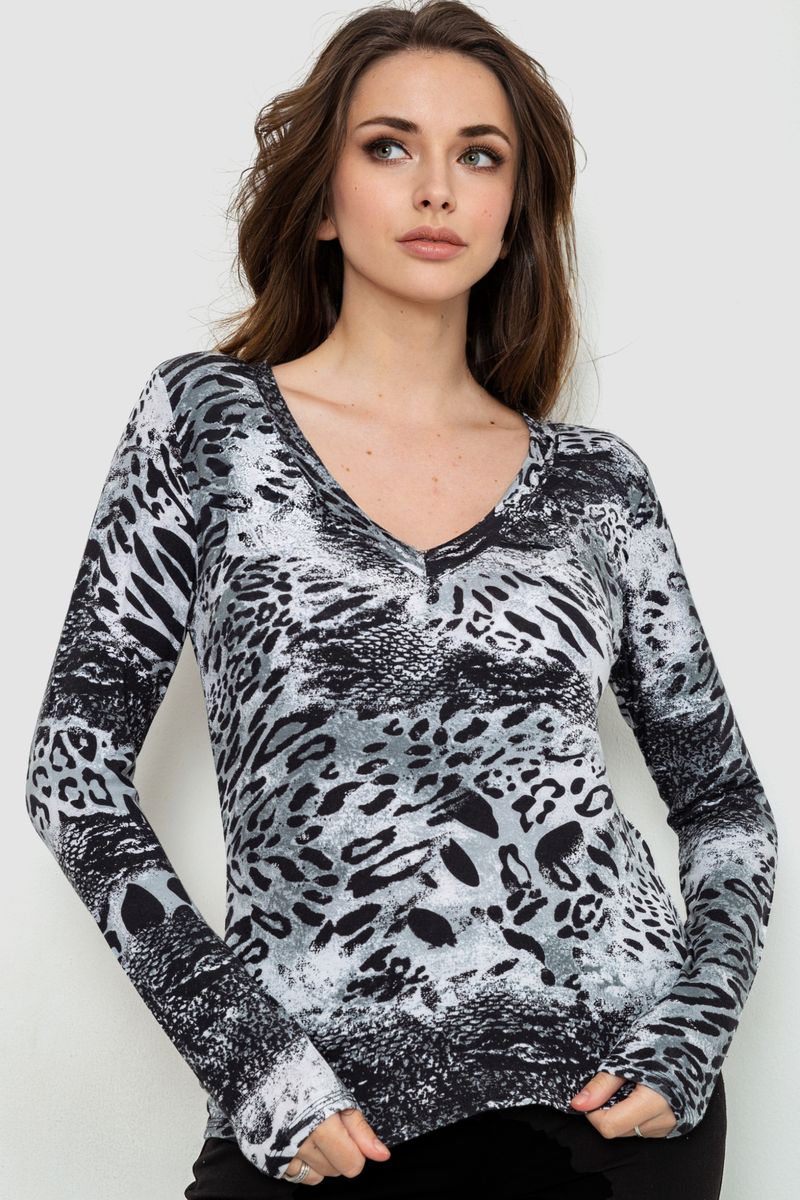 Лонгслів жіночий Ager Сіро-чорний 186R563 M (110006_814478)