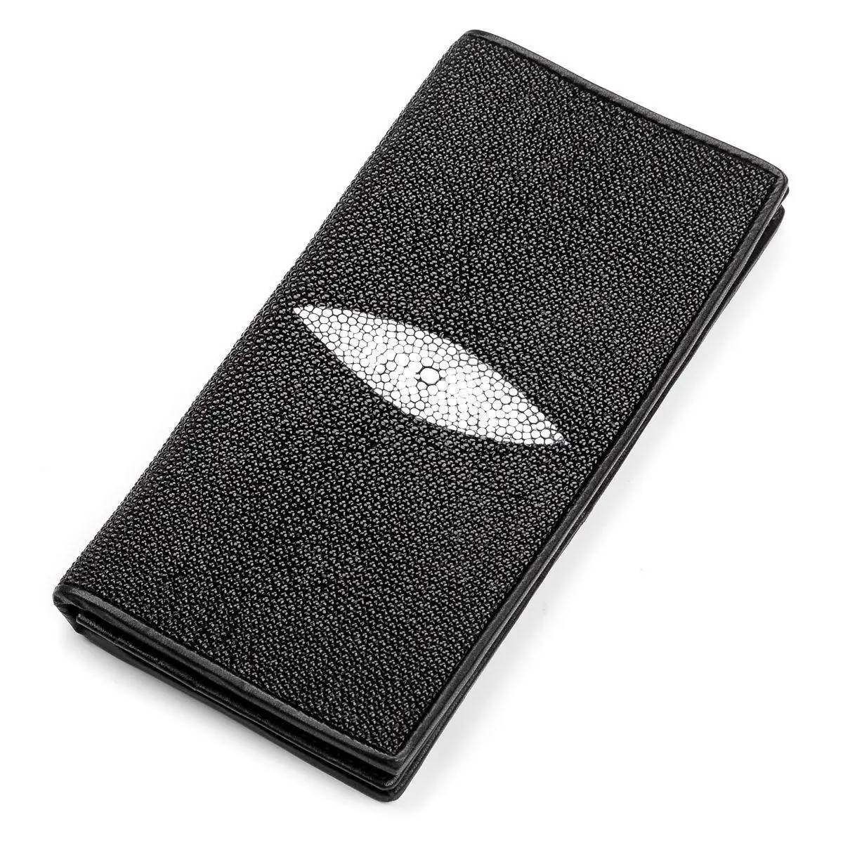 Портмоне чоловіче зі шкіри ската Ekzotic Leather 18х9 см Чорний (stw119)