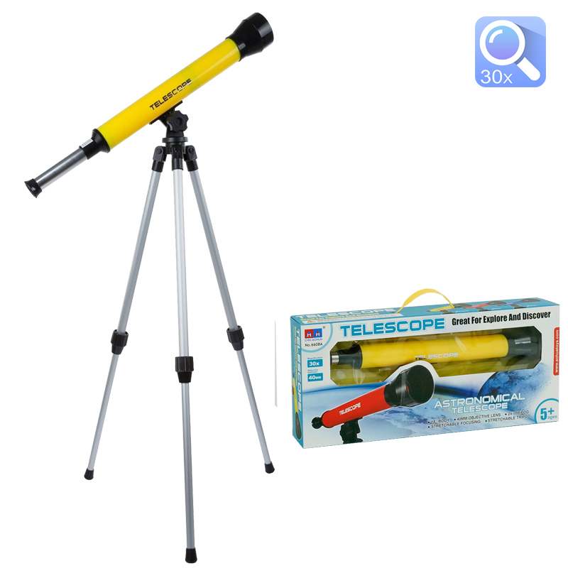 Іграшковий дитячий телескоп настільний зі штативом астрономічний зі збільшенням 30х Підзорна труба Жовтий