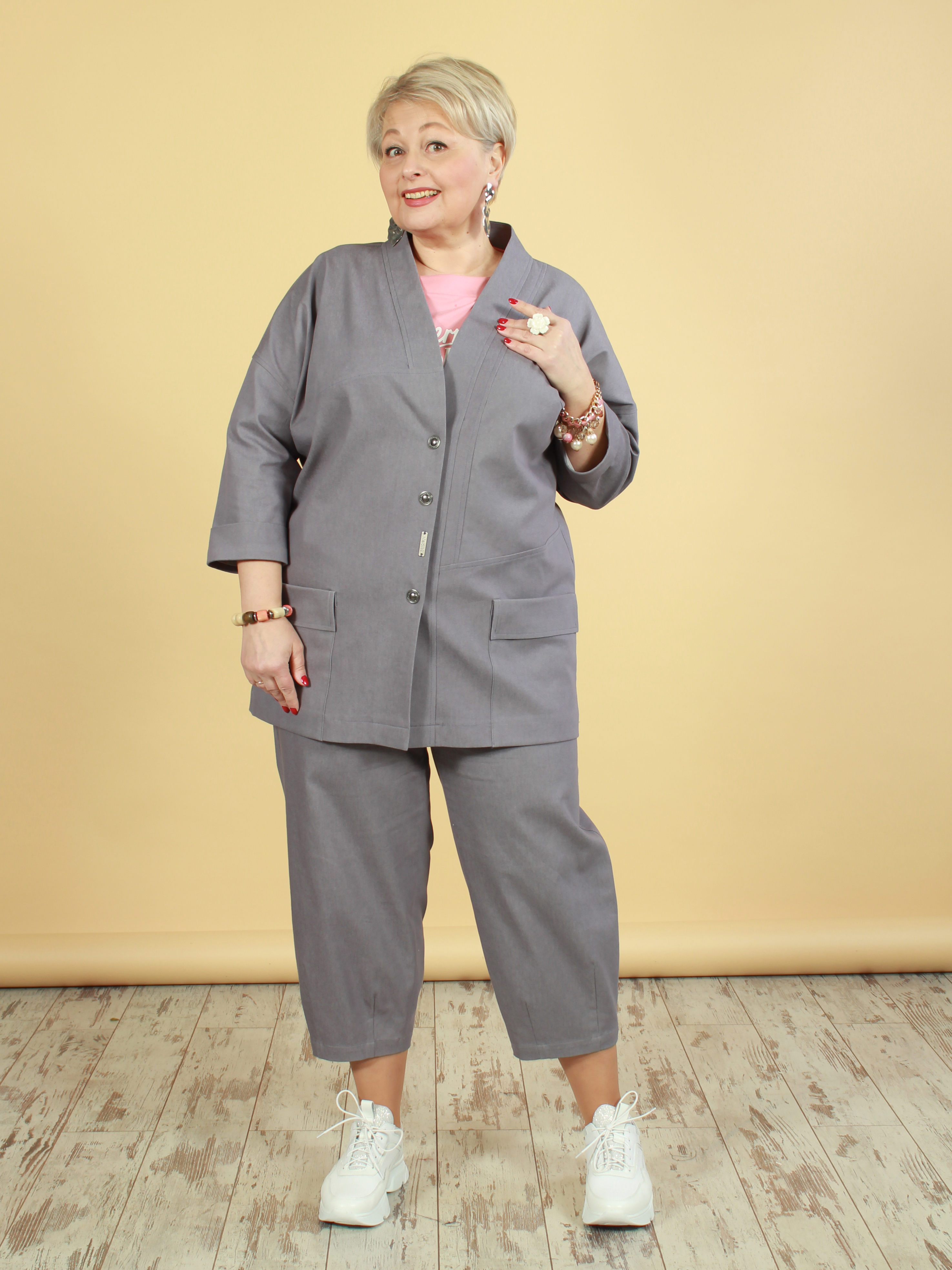 Жіночий жакет Nadin UA11790_4_54 Сіро-рожевий 54