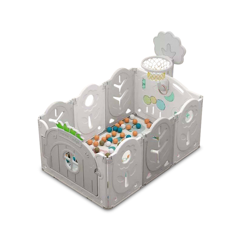 Манеж BabyPlayPen Магічний ліс вбудоване баскетбольне кільце 84*123*62 Сірий
