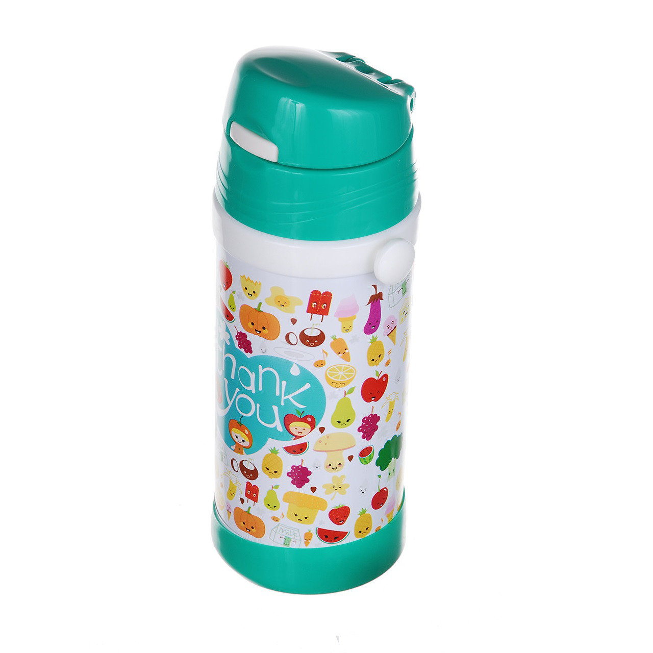 Дитячий термос A-plus 1776 з трубочкою вакуумний 320 мл Зелений з білим (006427)