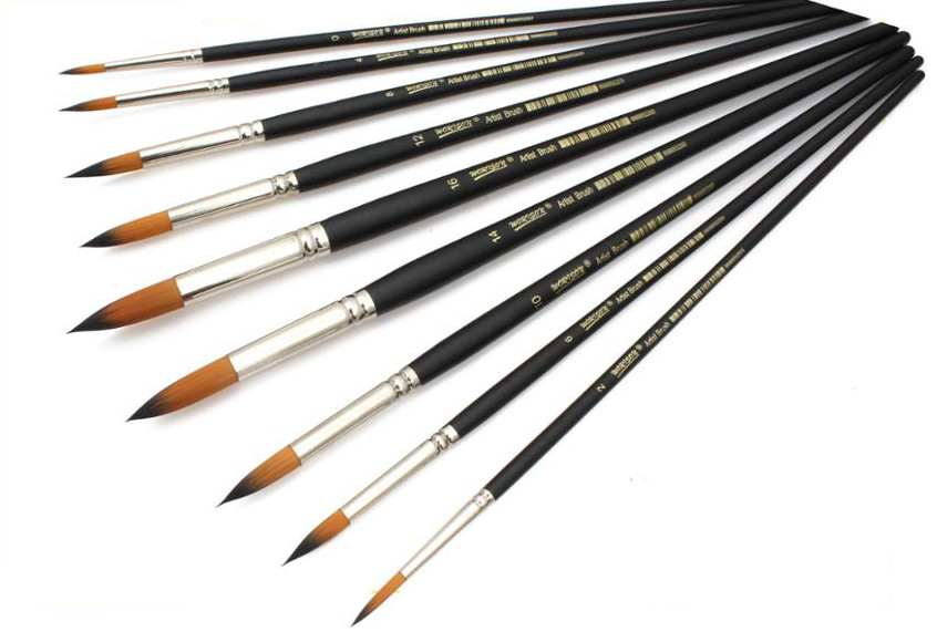 Пензлики для малювання Worison з довгою ручкою (круглі) набір 9 штук (WN-9R)