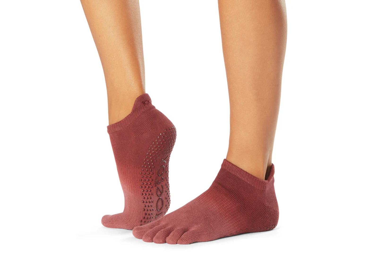 Шкарпетки для йоги ToeSox Full Toe Low Rise Grip Mesa Ombre S 36-38.5 Бордовий