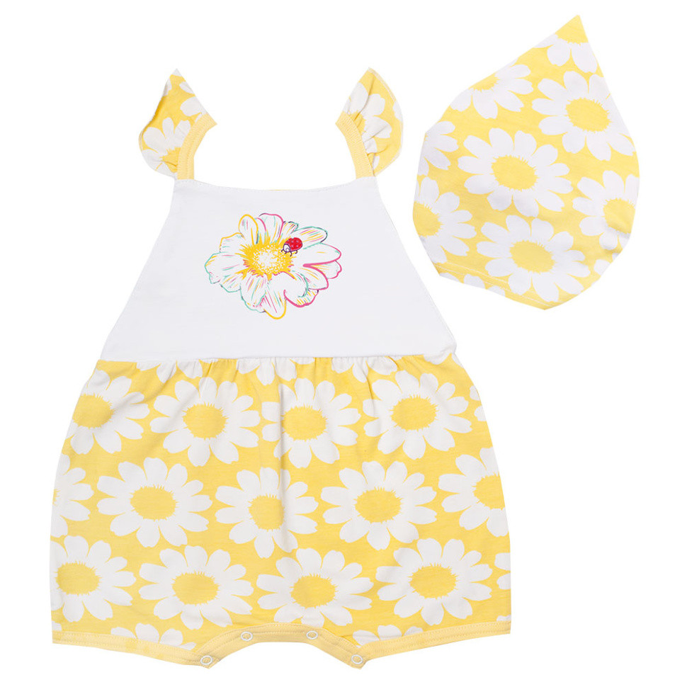 Пісочник для дівчинки GABBI PS-19-20-2 Ромашка з обідком-косинкою Жовтий на зріст 74 (11539)