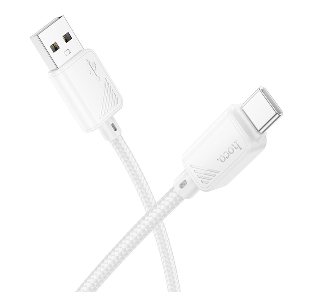 Кабель синхронізації Hoco X113 Nylon braided USB to Type C 3A/1 м White (36777_3609178)